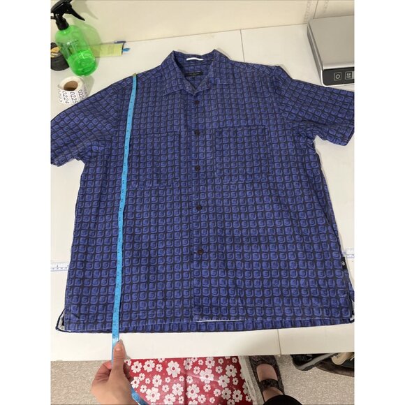 Ted Baker London Size 5 (XL) Men's Patterned Electric Blue & Black Shirt - Picture 10 of 11